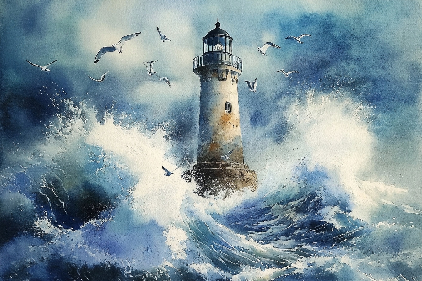 Obraz Na Plátně Canvas Maják Moře Voda Vlny Bouře Mewy 120x80