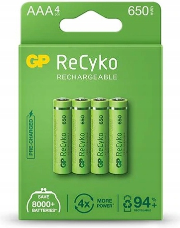 

Akumulatorki Aaa Gp Recyko R03 650 mAh 4 szt