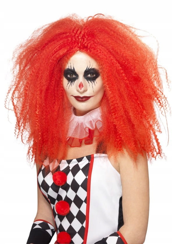 Vroubkovaná paruka Clown červená