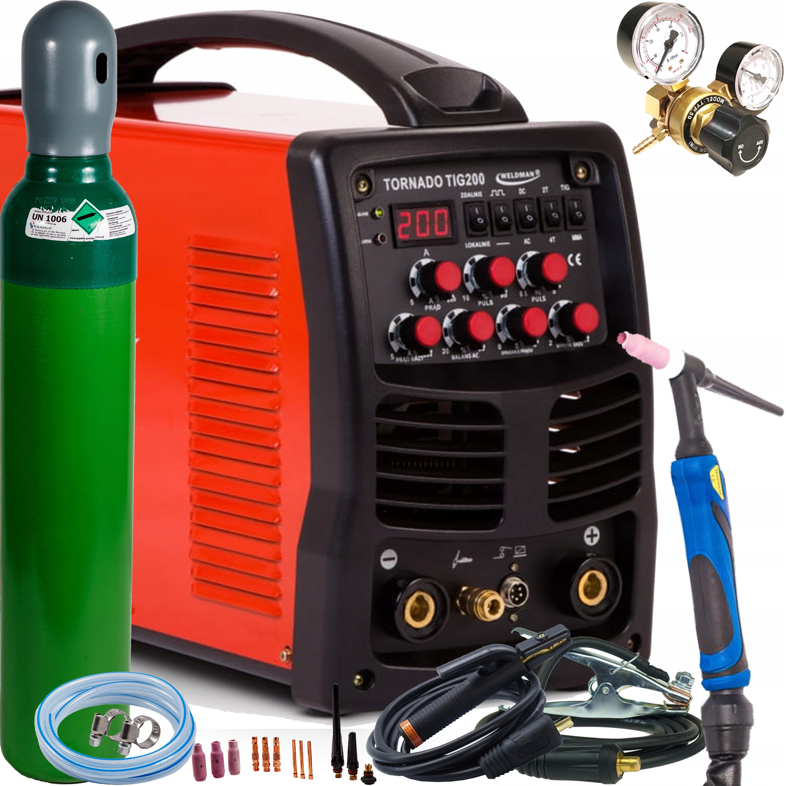 Weldman Tornado Tig 200 Ac/dc Hf Puls Tig svařovací stroj Mma Mosfet Igbt SET3