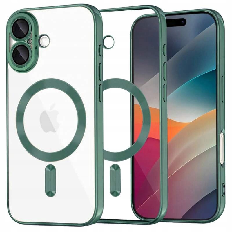 Techsuit Luxury Crystal MagSafe Etui na iPhone 17 ciemnozielone