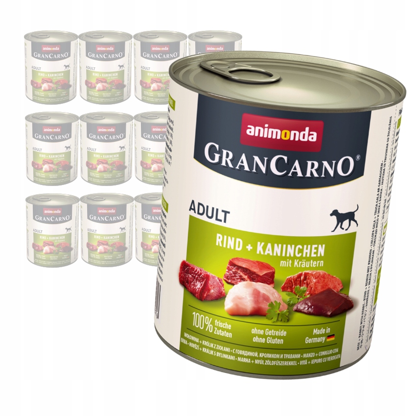 Levně Animonda GranCarno Adult 12x800g Vlhké Krmivo pro psy Hovězí králík Bylinky