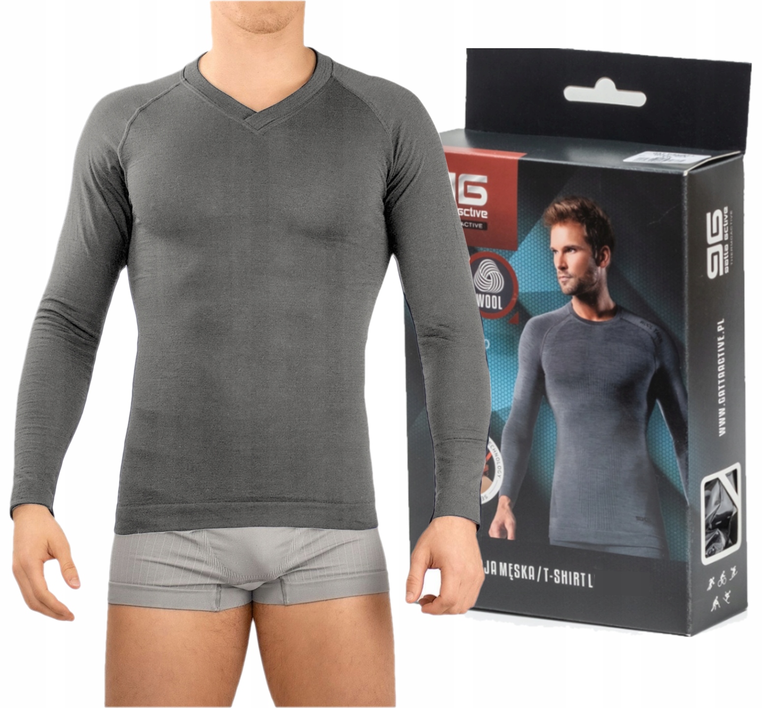 Termiczna koszulka męska z długim rękawem Longsleeve Gatta XXL szara