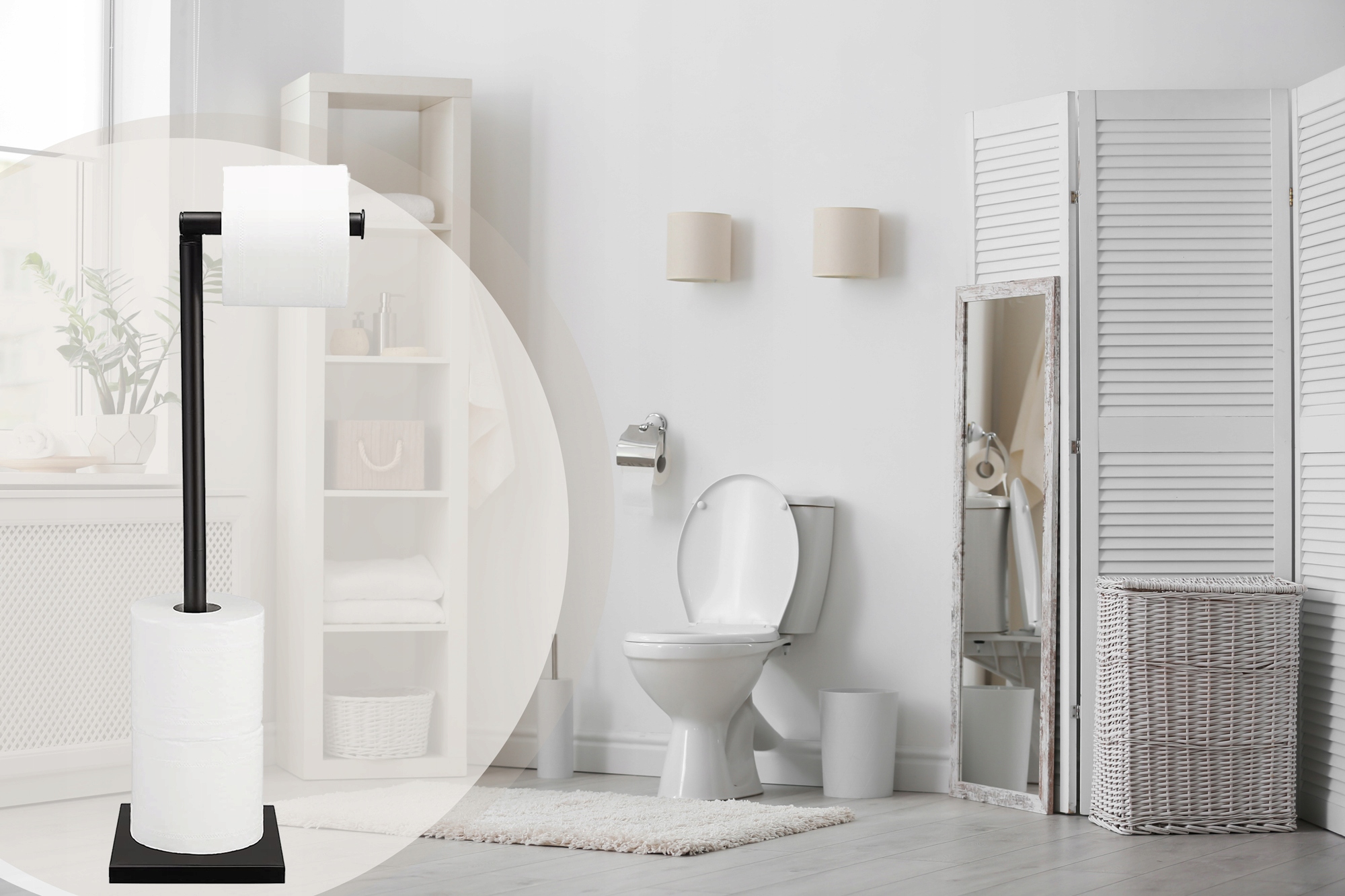 STOJAK NA PAPIER TOALETOWY METALOWY CZARNY BLACK Przeznaczenie na papier