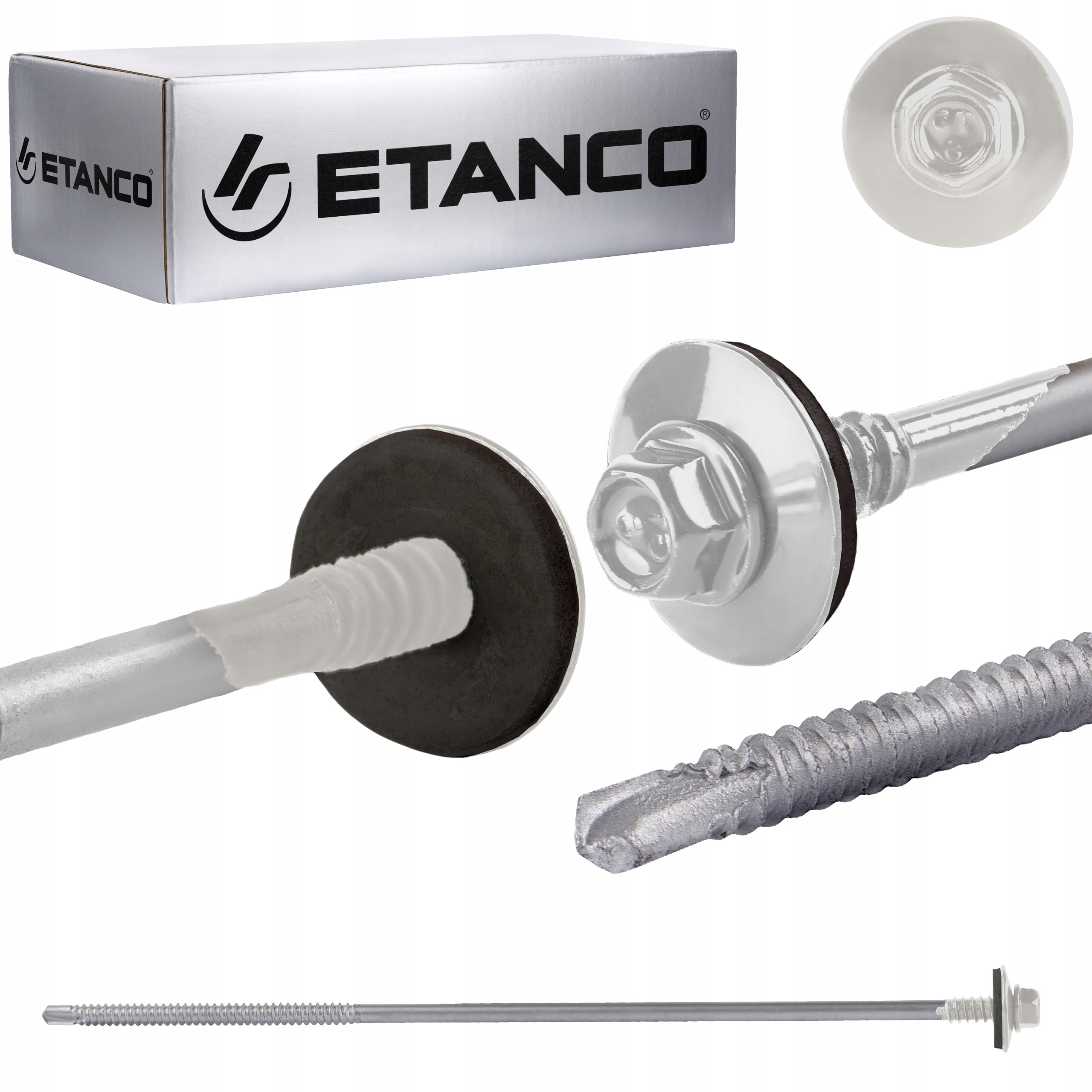 Wkręty do płyty warstwowej 230 mm RAL 9010 100 szt. do metalu Etanco GTR6