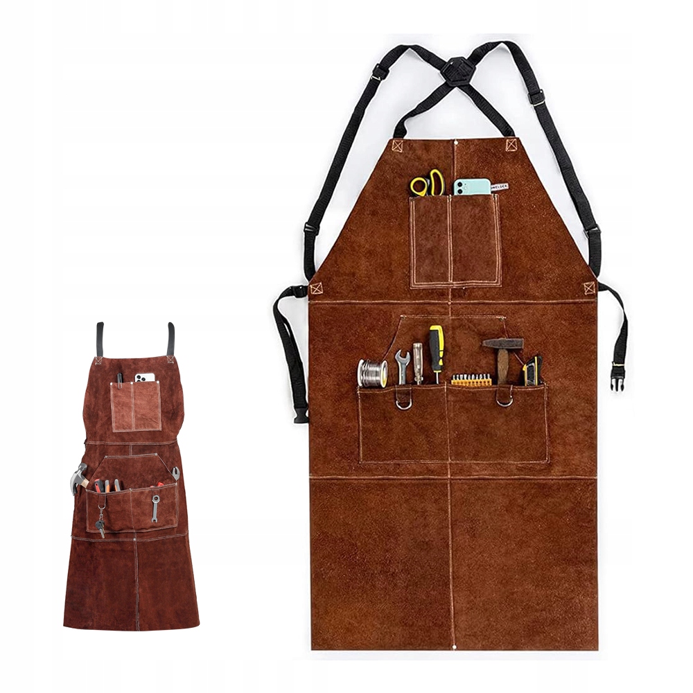 Svářečská zástěra z kůže, žáruvzdorná a nehořlavá, velikost XL