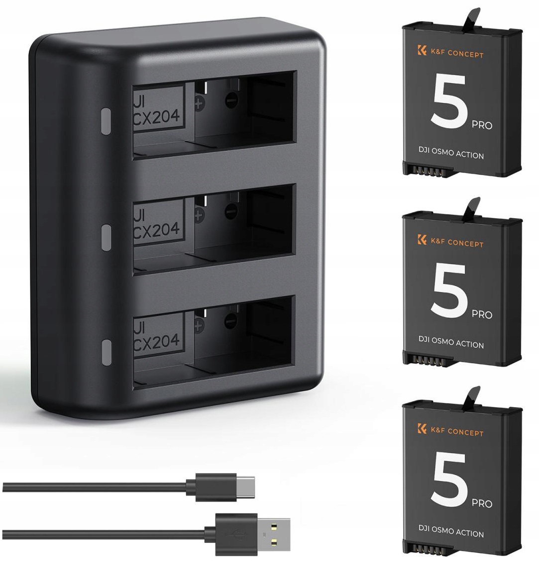 Ładowarka 3x Bateria Akumulator do Dji Osmo Action 5 2100mAh 3,87V
