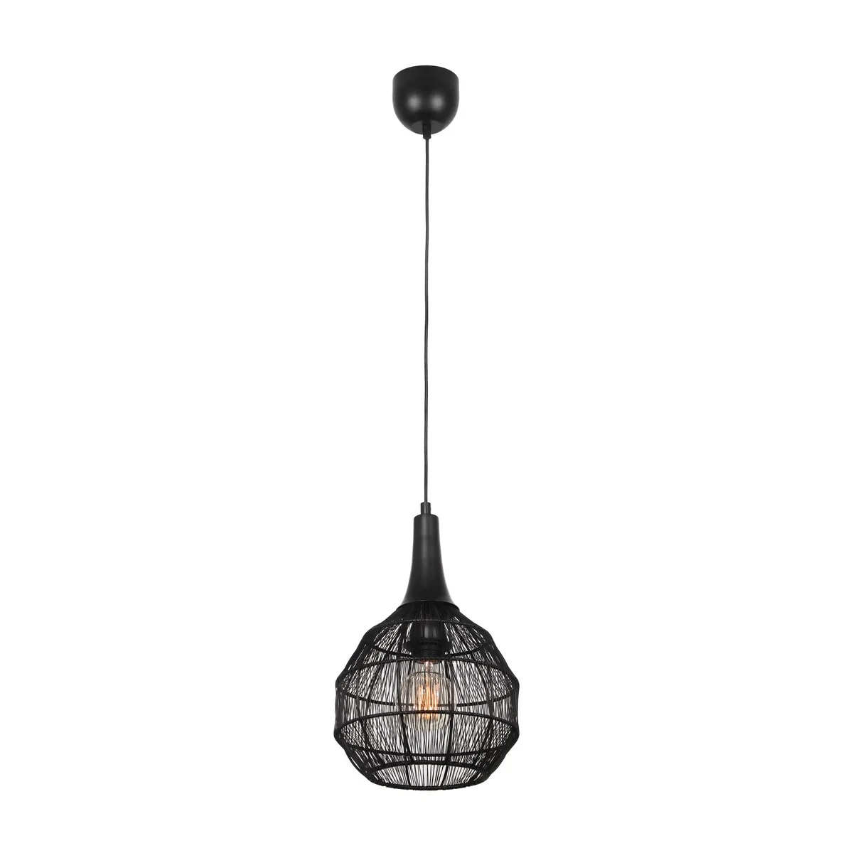 Industriální závěsná lampa s černým drátěným stínidlem E27 10W Soraya Trio