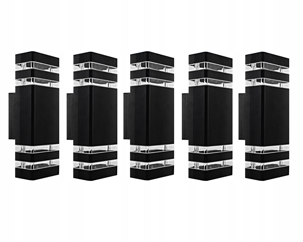 5x Nowoczesny Czarny Matowy Kinkiet Zewnętrzny Ogrodowy Lampa Led