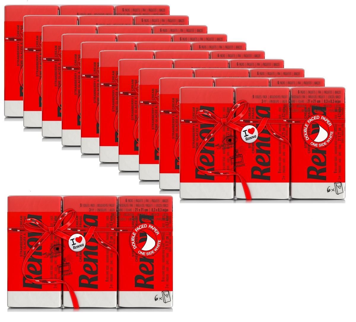 10x chusteczki Renova czerwone 6x9szt +dodatkowe opakowanie