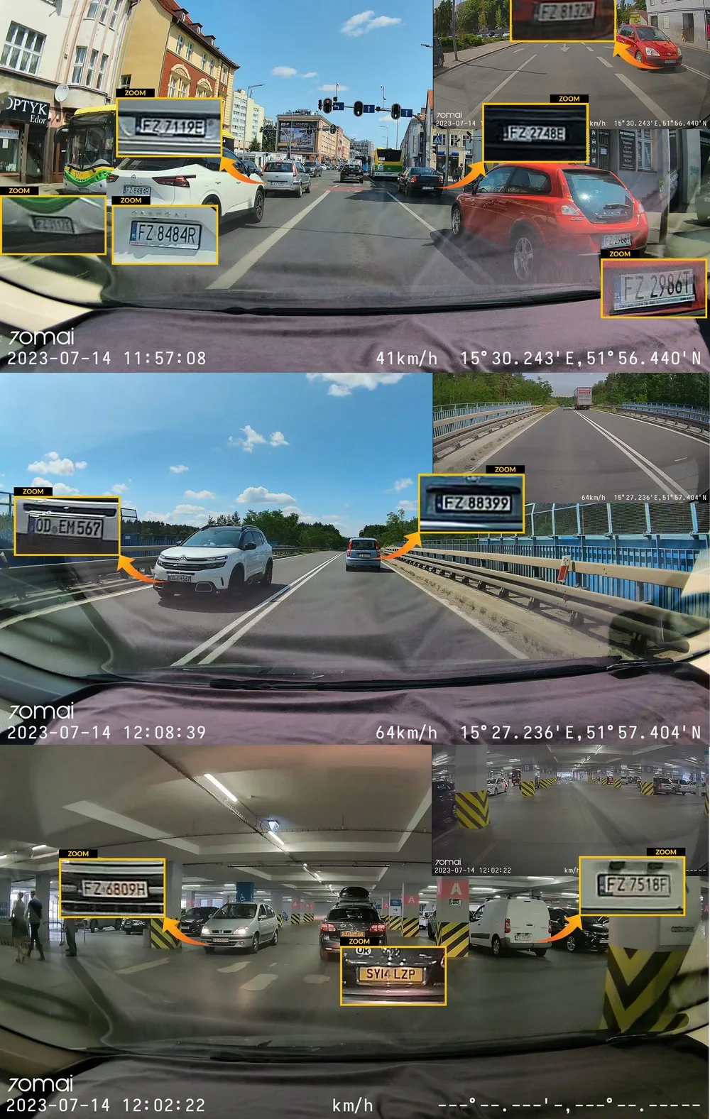 70mai Kamera samochodowa A810 2CH +256GB+UP04+CPL Złącza czytnik kart pamięci