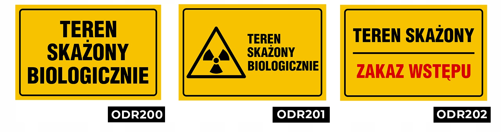 TABLICA Ostrzegawcza TEREN SKAŻONY Wiele WZORÓW Tematyka wstęp wzbroniony