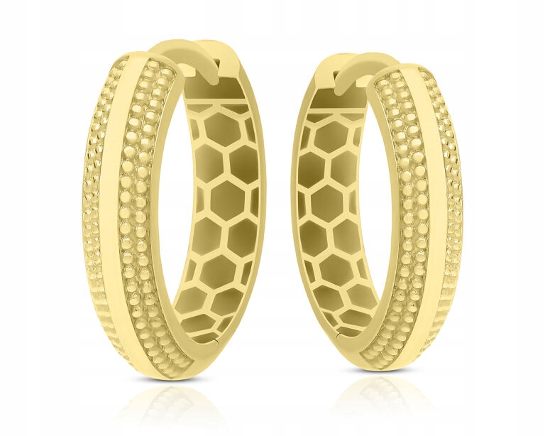 Zlaté Kruhové Náušnice 585 Dámské Kolečka Originální Vzor 14k