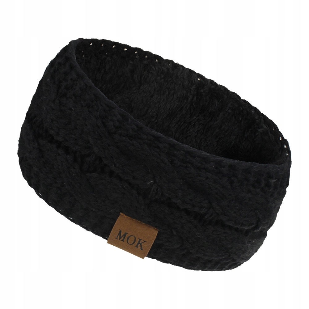 

Opaska ocieplana futerko na uszy czarna szeroka