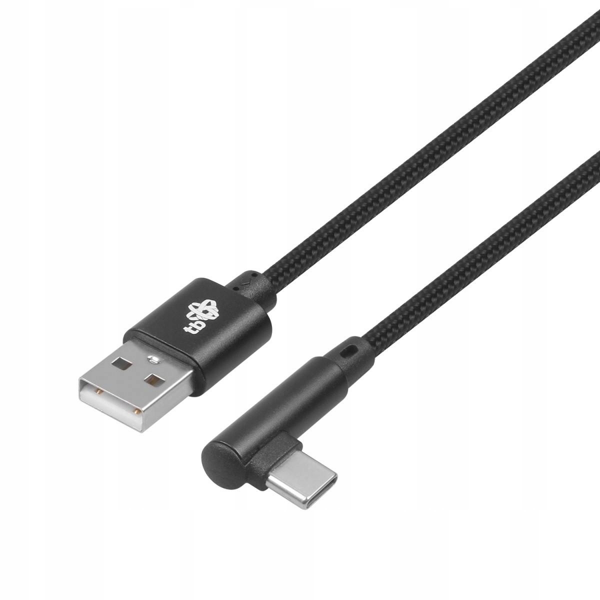 

Kabel Usb-usb C 1.5m kątowy, czarny sznurek
