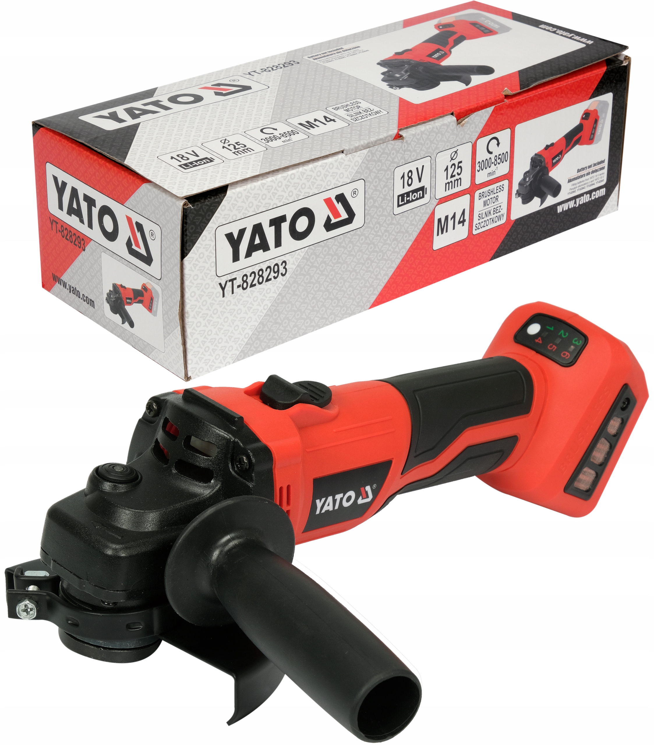 Yato Szlifierka Kątowa 18V 125mm Bezszczotkowa Z Regulacja Obrotów Korpus