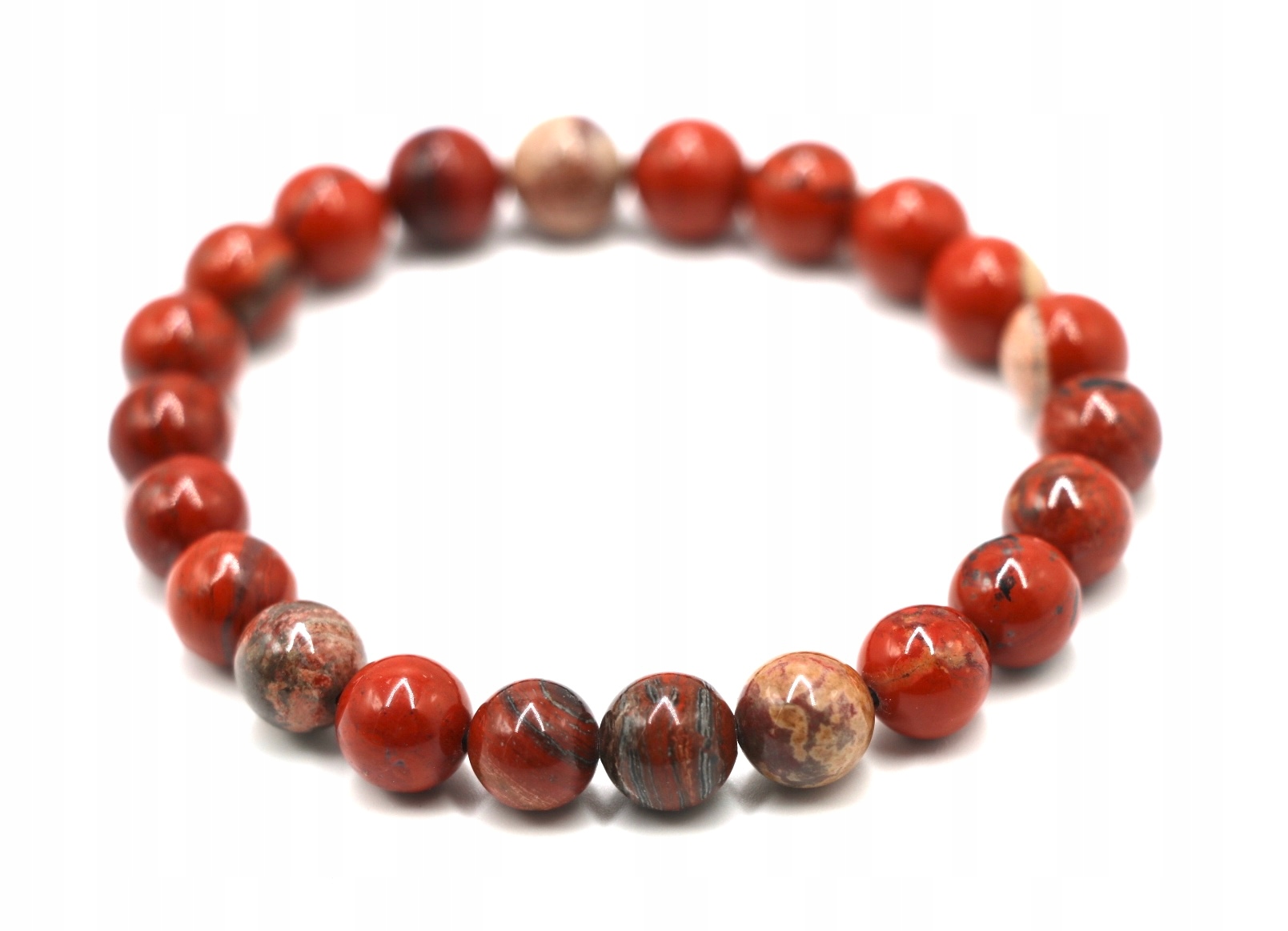 JASPIS CZERWONY Bransoletka na gumce 8mm