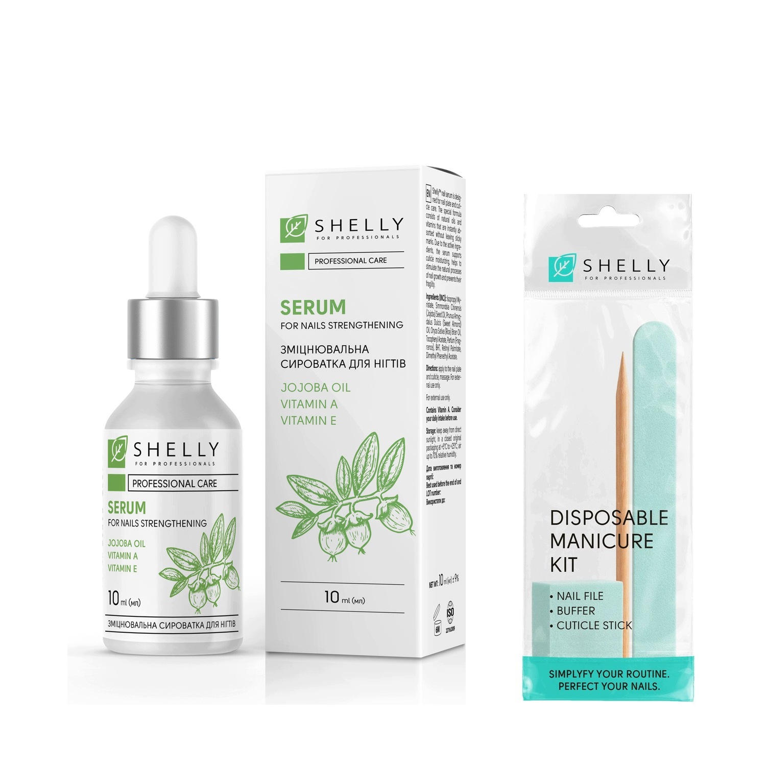 Posilující sérum na nehty Shelly 10 ml sada na manikúru