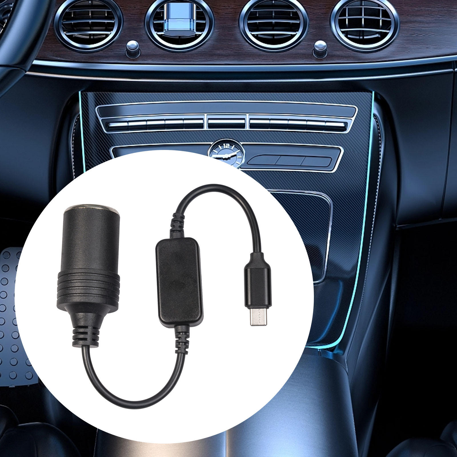 Adapter Usb-c Męski 5V 3A na Gniazdo Zapalniczki Samochodowej 12V