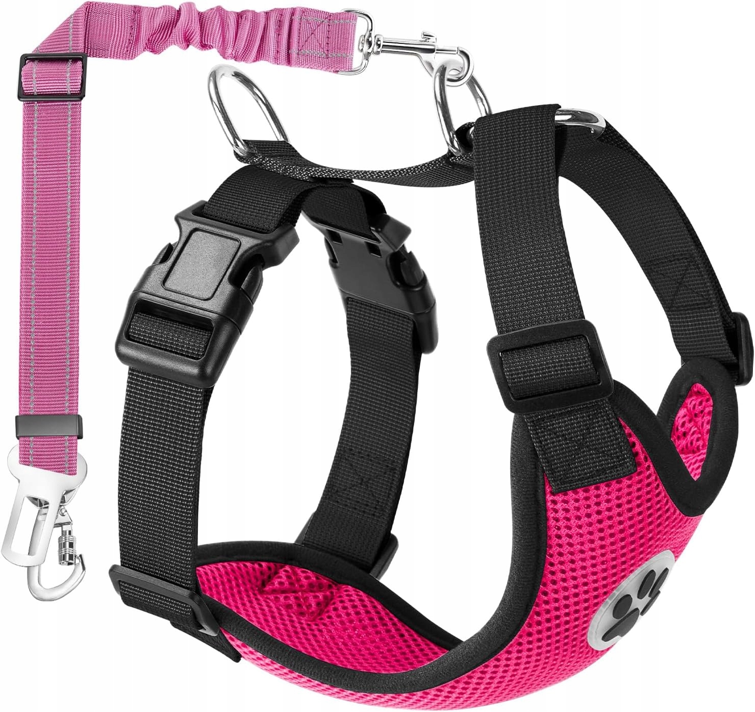 Levně SlowTon Postroj pro psa s bezpečnostním pásem, prodyšný, světle růžový Roz S