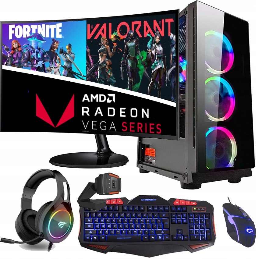 Zestaw Komputer Gamingowy 27"100Hz |ryzen 7|VEGA 8|32GB|1TB| Wi-fi|win 11