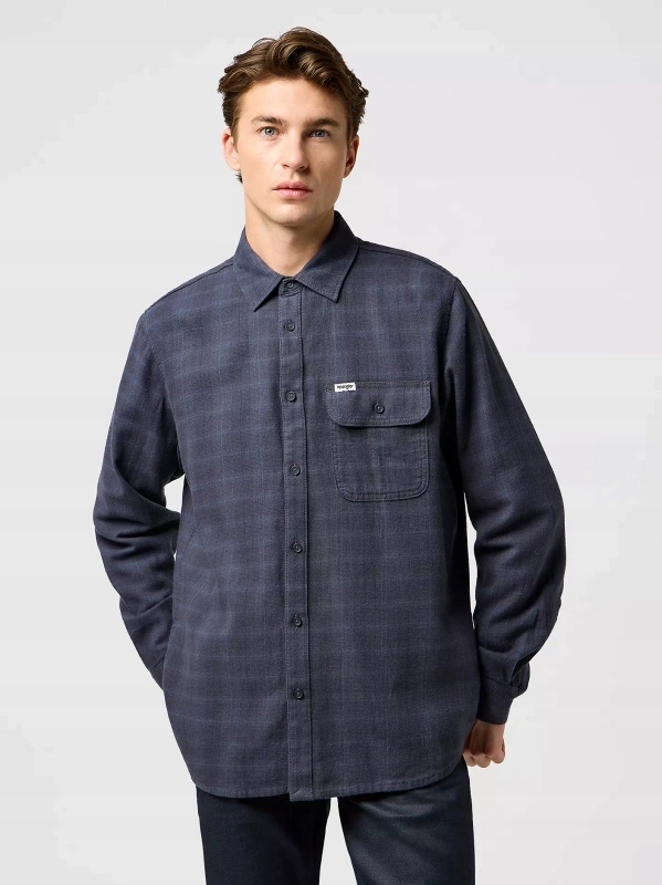 Pánská košile Wrangler 1 Pkt Flannel Shirt Midnight Grey 112371523 XXL