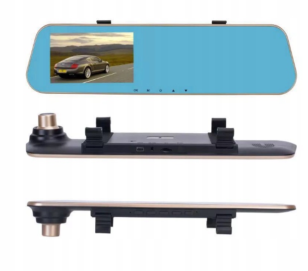 WIDEOREJESTRATOR LUSTERKO KAMERA SAMOCHODOWA COFANIA PRZÓD TYŁ MENU PL Kąt widzenia 170°