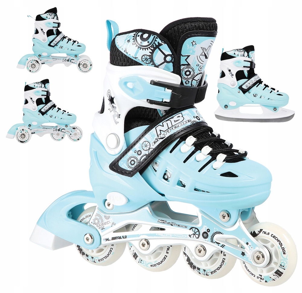 Brusle 2v1 Kolečkové Brusle Rekreační nastavitelné Brusle Na Led s vyměnitelnou lyžinou 4v1 Nils