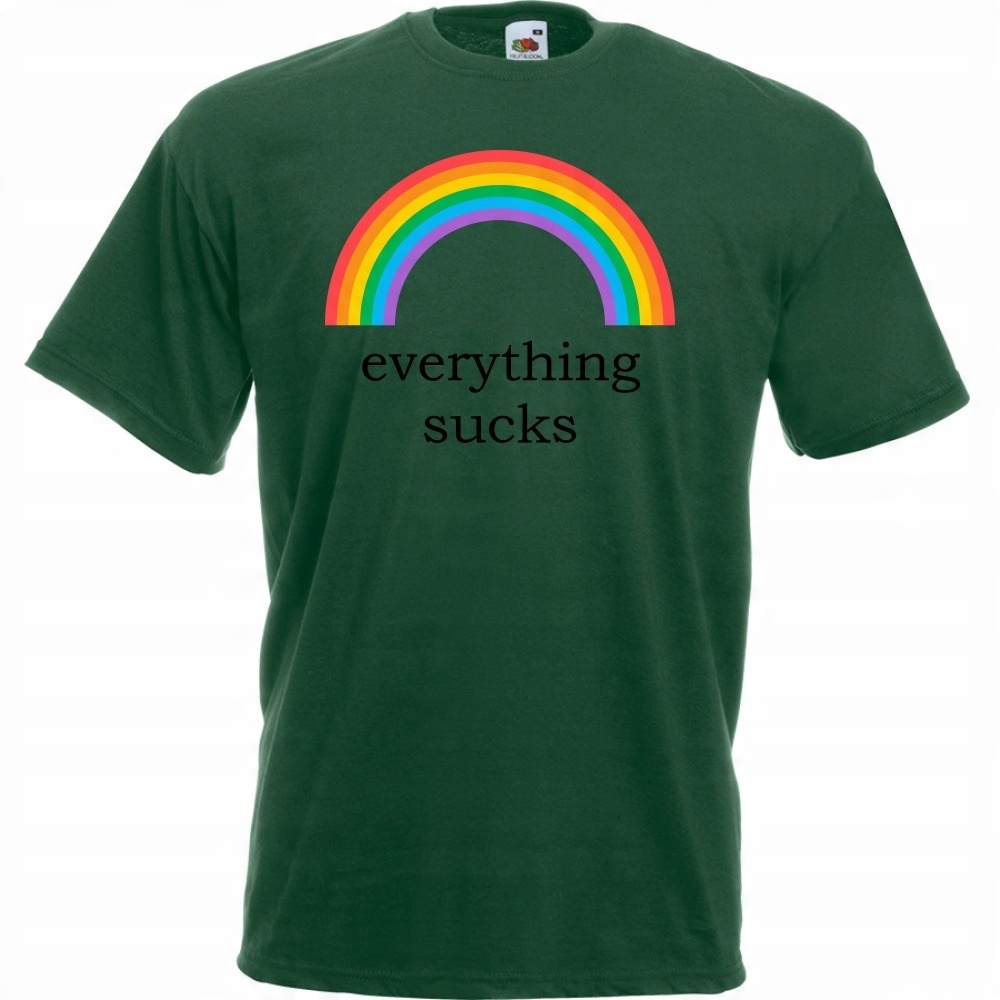 

Koszulka everything sucks tęcza S butelkowa