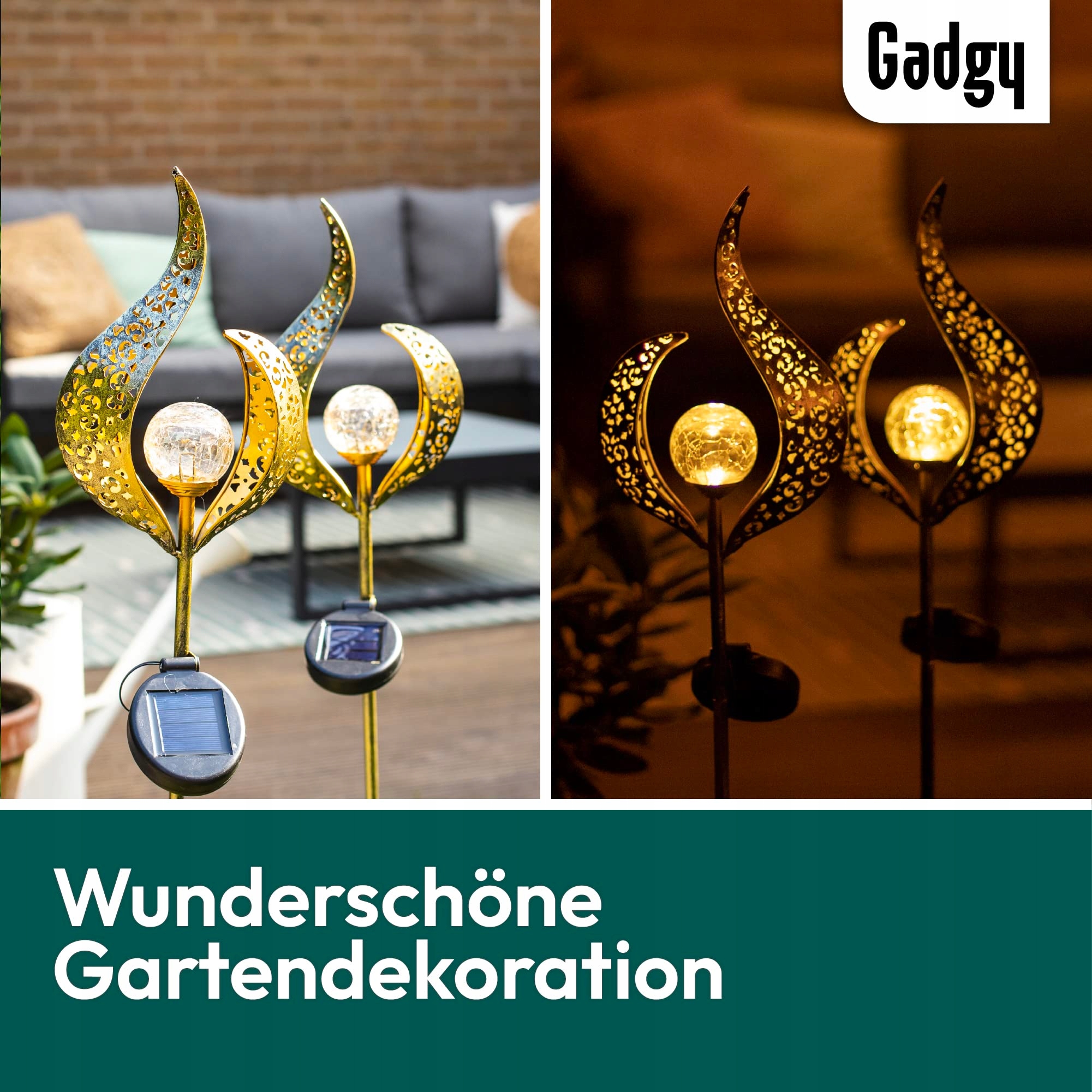 GADGY Solarlampy Zewnętrzne 2 Sztuki Wodoodporne LED Lampiony Ogród Czarny — miniatura 2