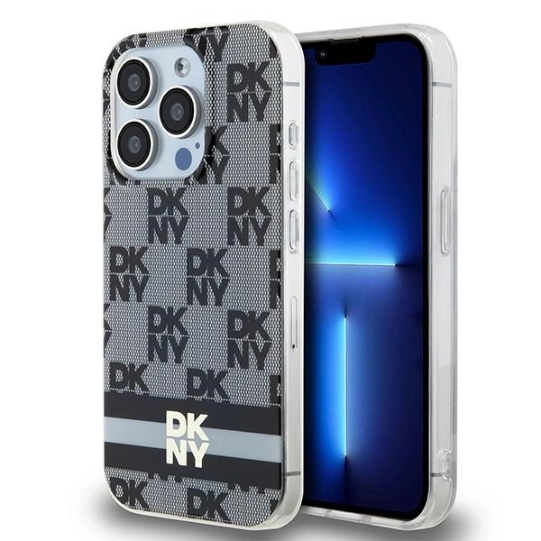 Pouzdro Dkny IML Checkered Mono Pattern & Printed Stripes MagSafe pro iPhone 15