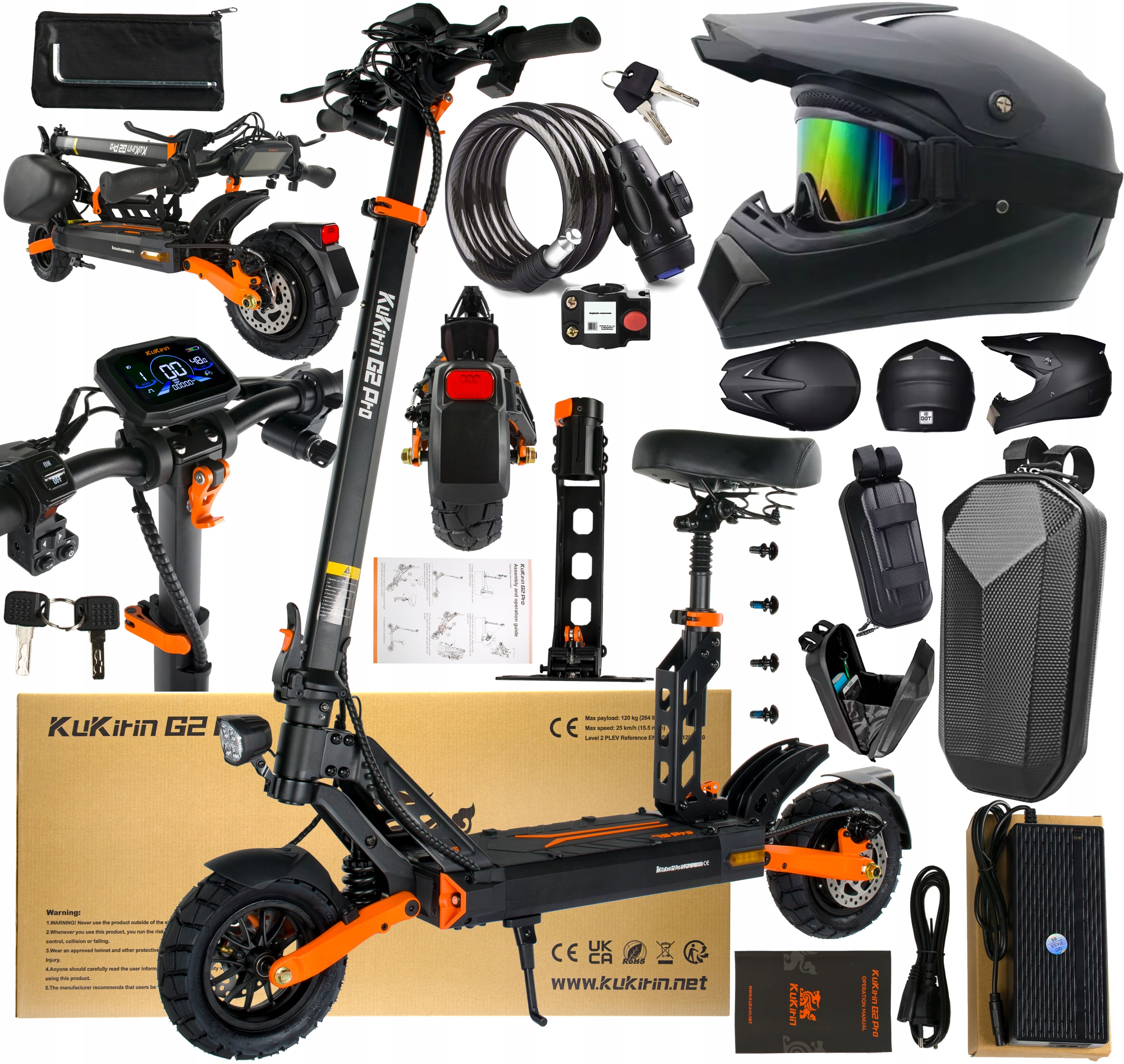 Pojazd elektryczny Składany dorosły KuKirin G2 Pro 1000W 48V 15.6AH 58KM 9"