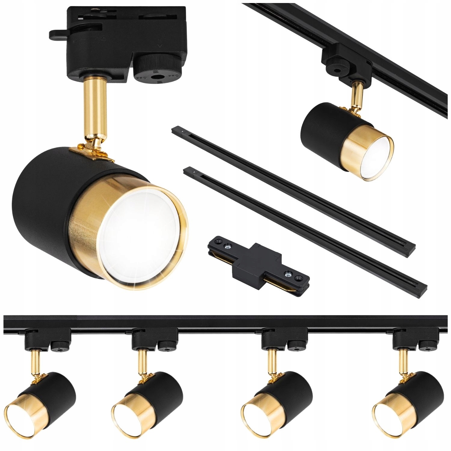 Kolejnice Sada Kolejnice lišta 2m 4x reflektor GU10 Černá zlatá Glamour