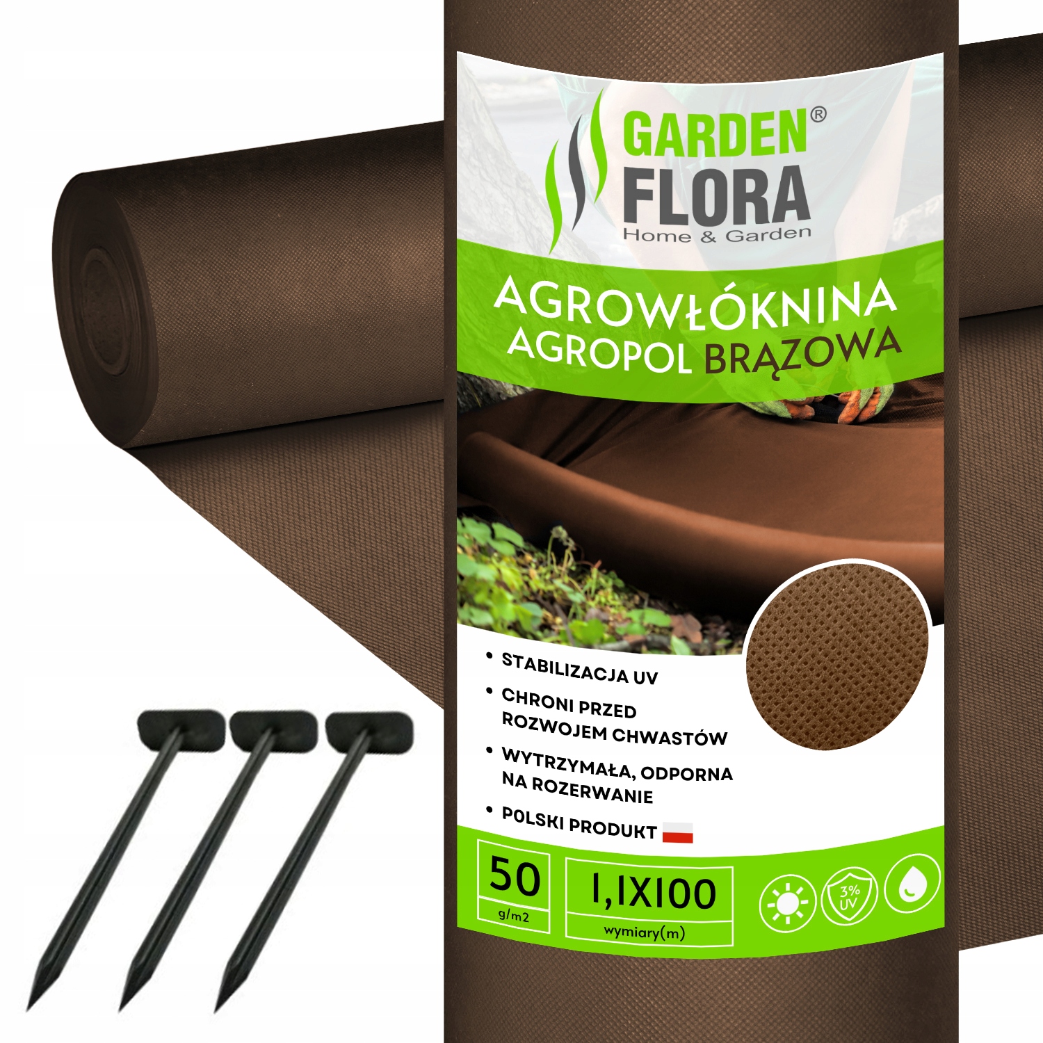 

Agrowłóknina Gf Brąz 1,1x100m 50g Szpilki Zestaw