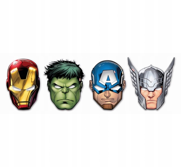 Maski Papierowe Avengers Hulk Iron Man Thor 6 Szt
