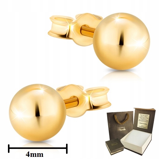 

Złote Kolczyki Damskie Kulki 4mm na sztyft pr.585