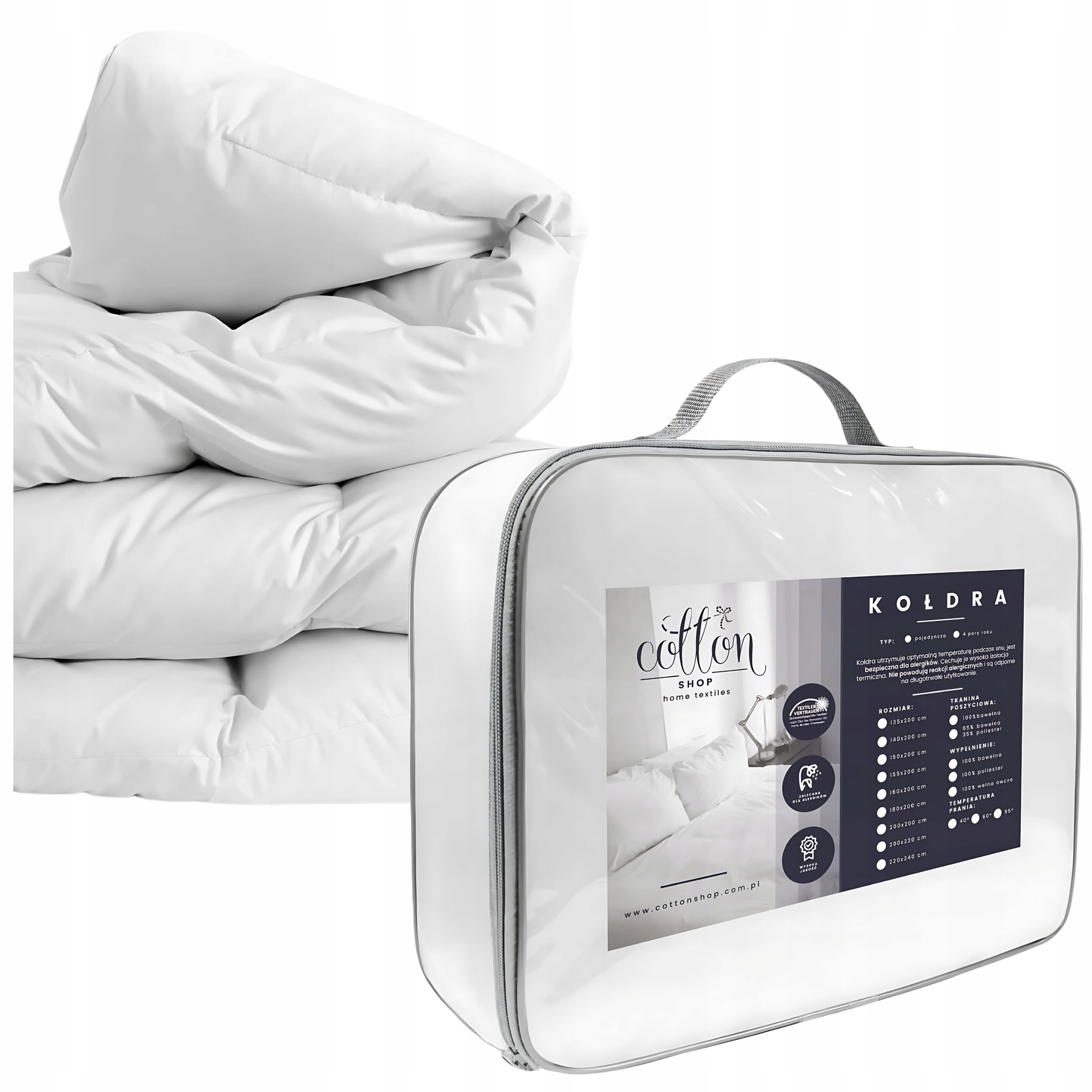 Přikrývka 4 roční období Tradiční celoroční 220 x 240 cm. Polsko dvojitá