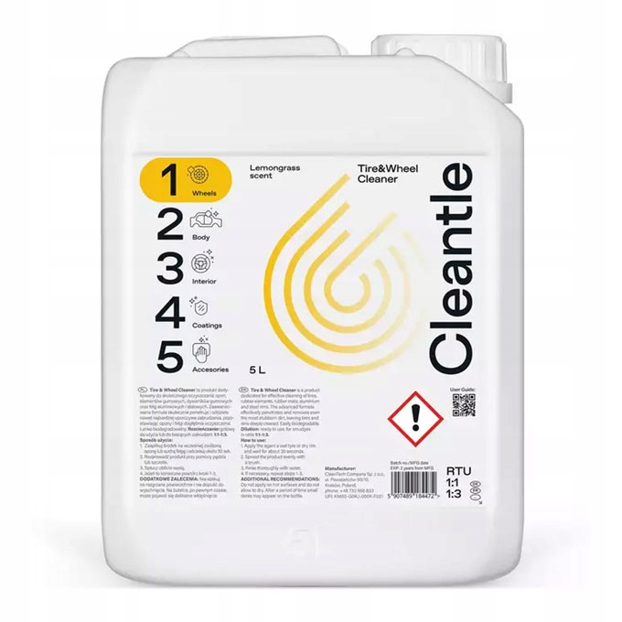 Cleantle Tire&Wheel Cleaner Lemongrass Scent 5L - produkt do czyszczenia fe