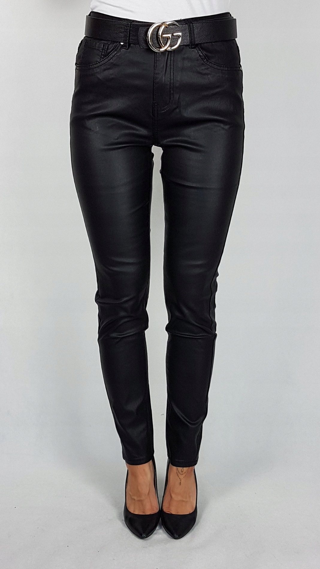 GOODIES SPODNIE WOSKOWANE Z WYSOKIM STANEM ROZ 44 Fason rurki