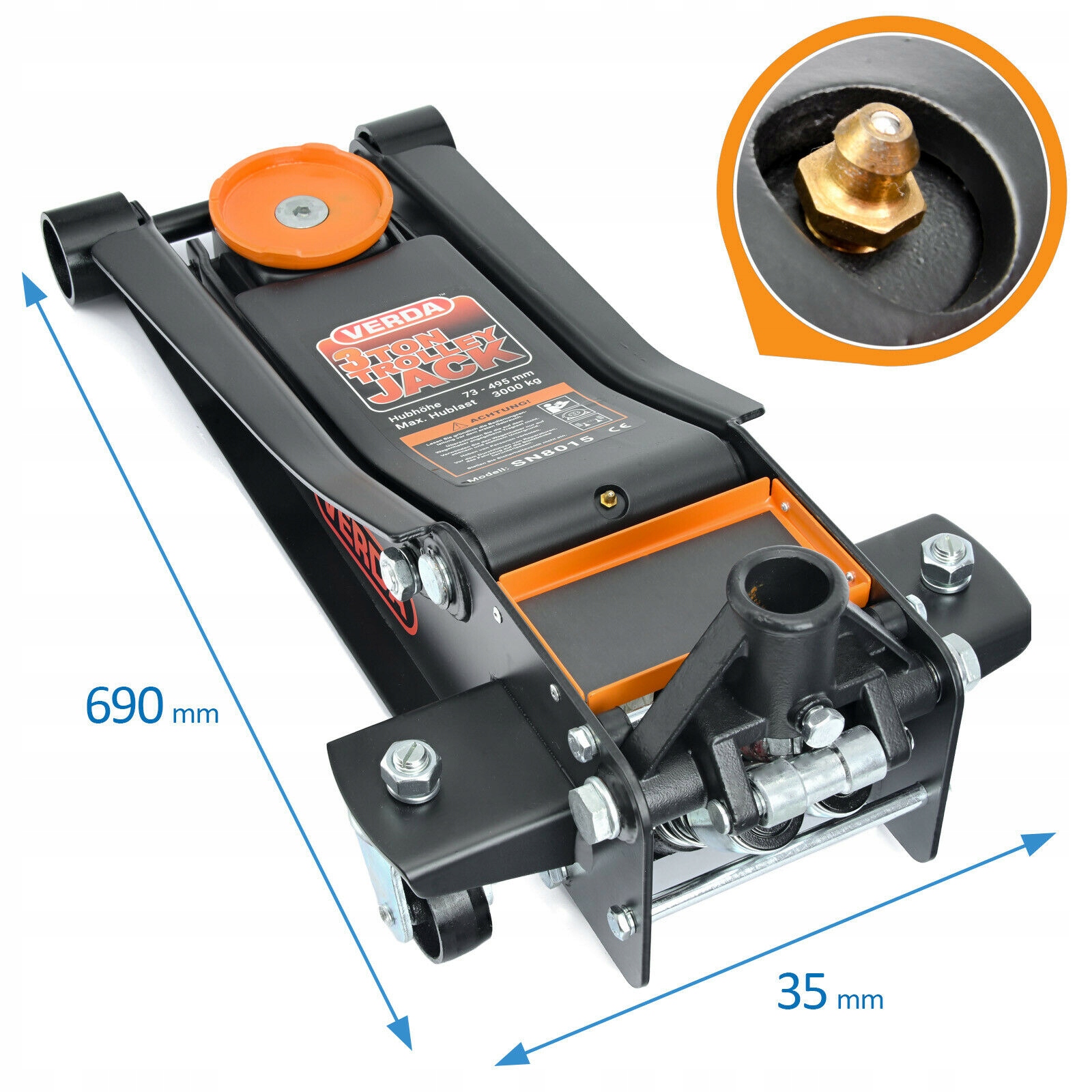 PODNOSNIK NISKOPROFILOWY 73mm LEWAREK ZABA 2 TLOKI Maximum Lifting Height 495 mm