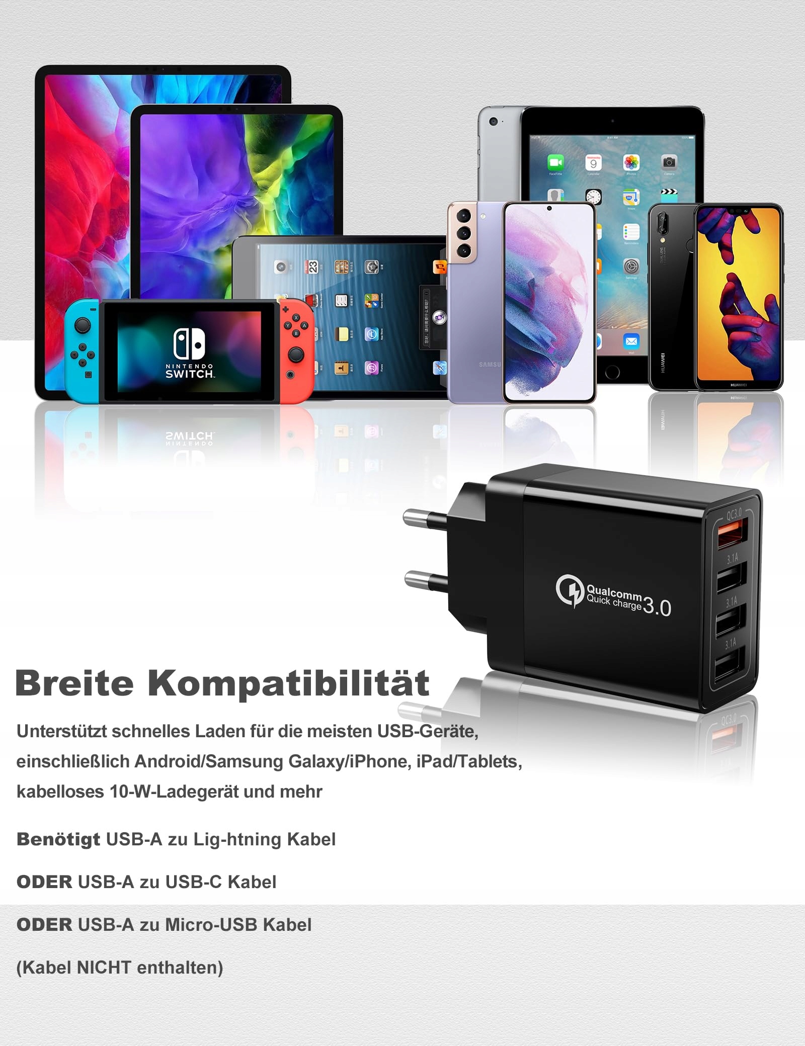 KAYSHOW Ładowarka USB 33W 4 Porty Szybkie Ładowanie iPhone Android — miniatura 7
