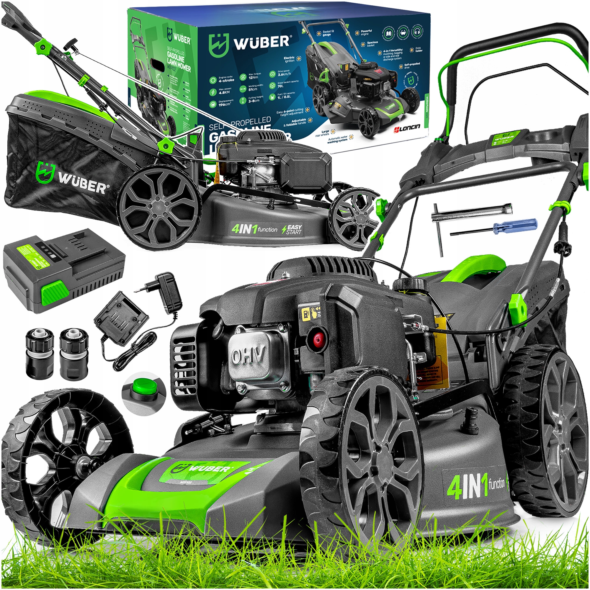 Kosiarka Spalinowa Z Napędem Rozrusznik Do Trawy Mocna Silnik Loncin Napęd