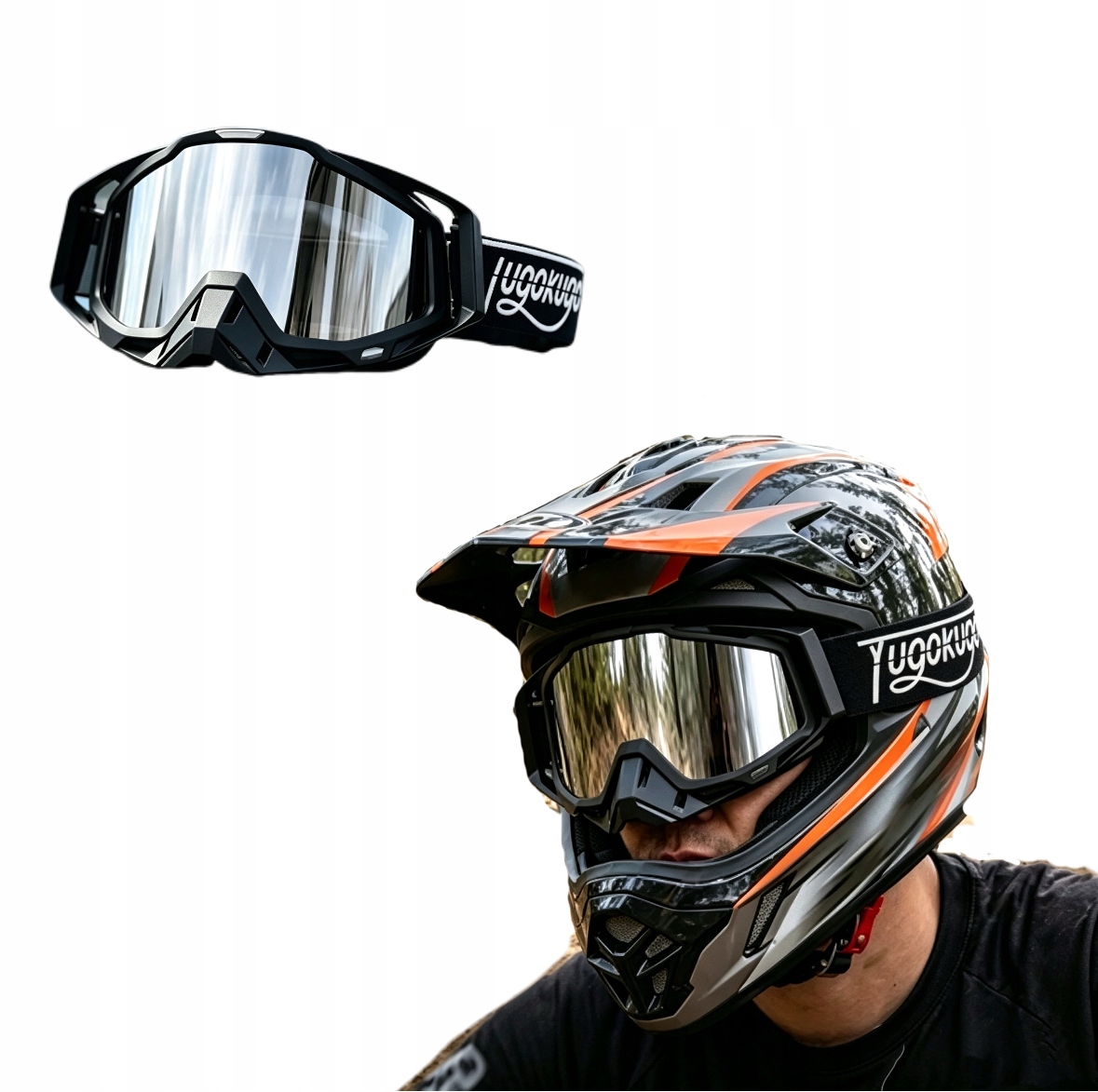 Gogle Motocyklowe Czarne Cross Enduro Ochronne Szyby Pc