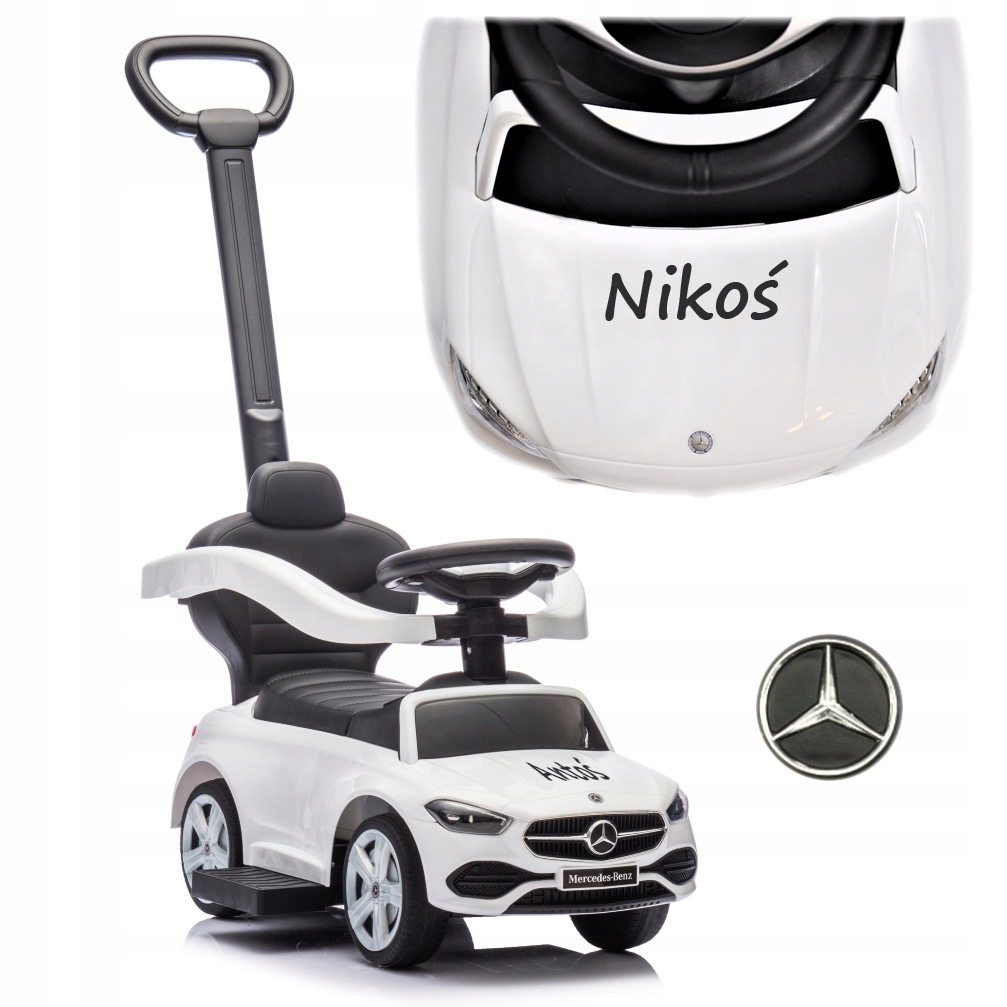 Jeździk Pchacz na roczek Mercedes dla dziecka Auto 3w1 Imię