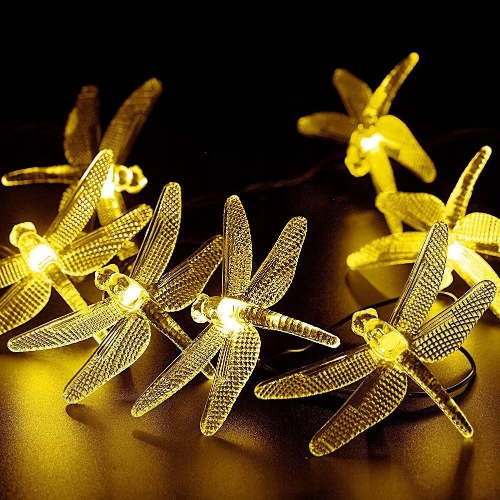 LAMPKI OGRODOWE SOLARNE GIRLANDA ZEWNĘTRZNE WAŻKI 6,5M 30LED CIEPŁY BIAŁY Długość 650 cm