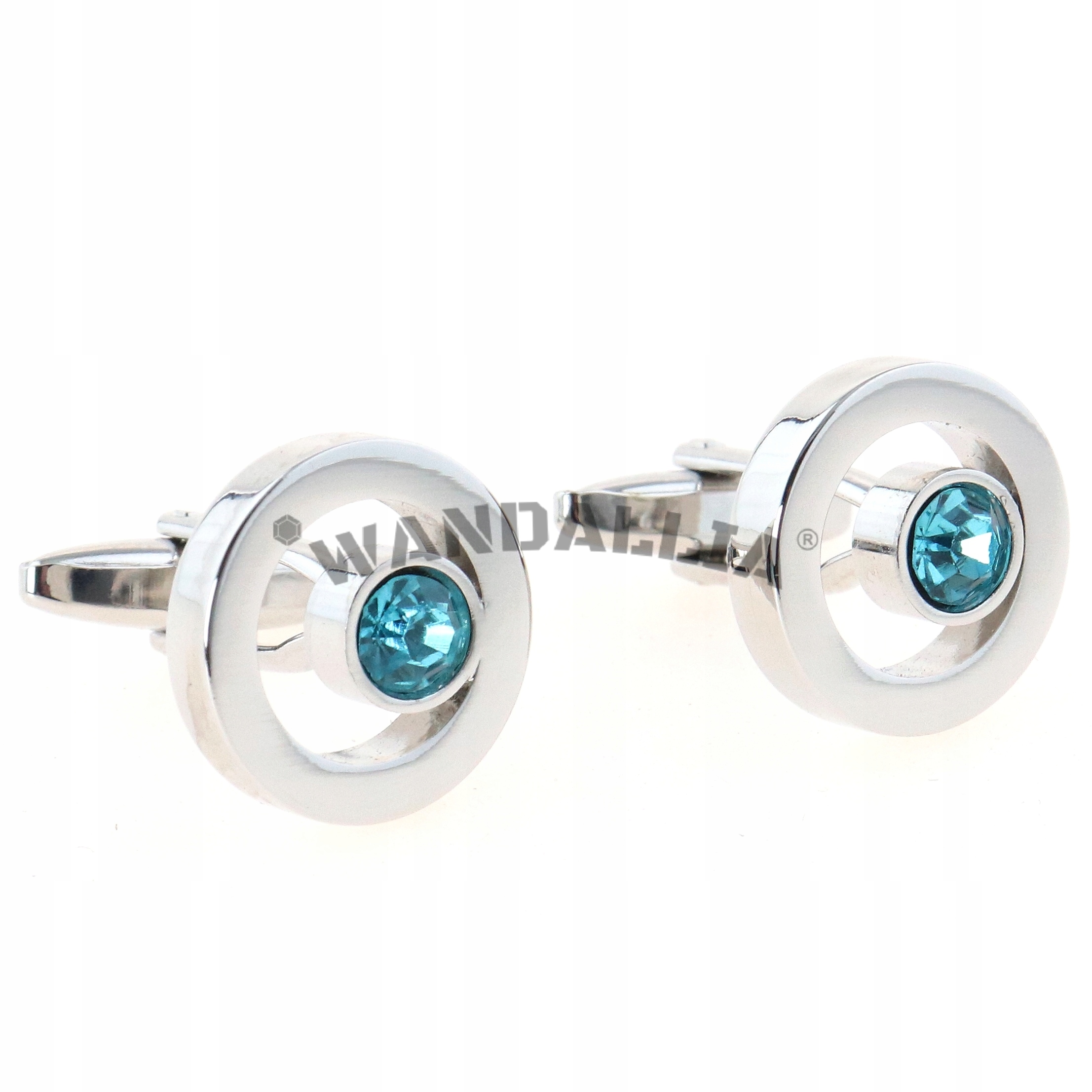 Spinki do mankietów koszuli z pudełkiem i torebką okrągłe srebrne EAN (GTIN) 5906228200084