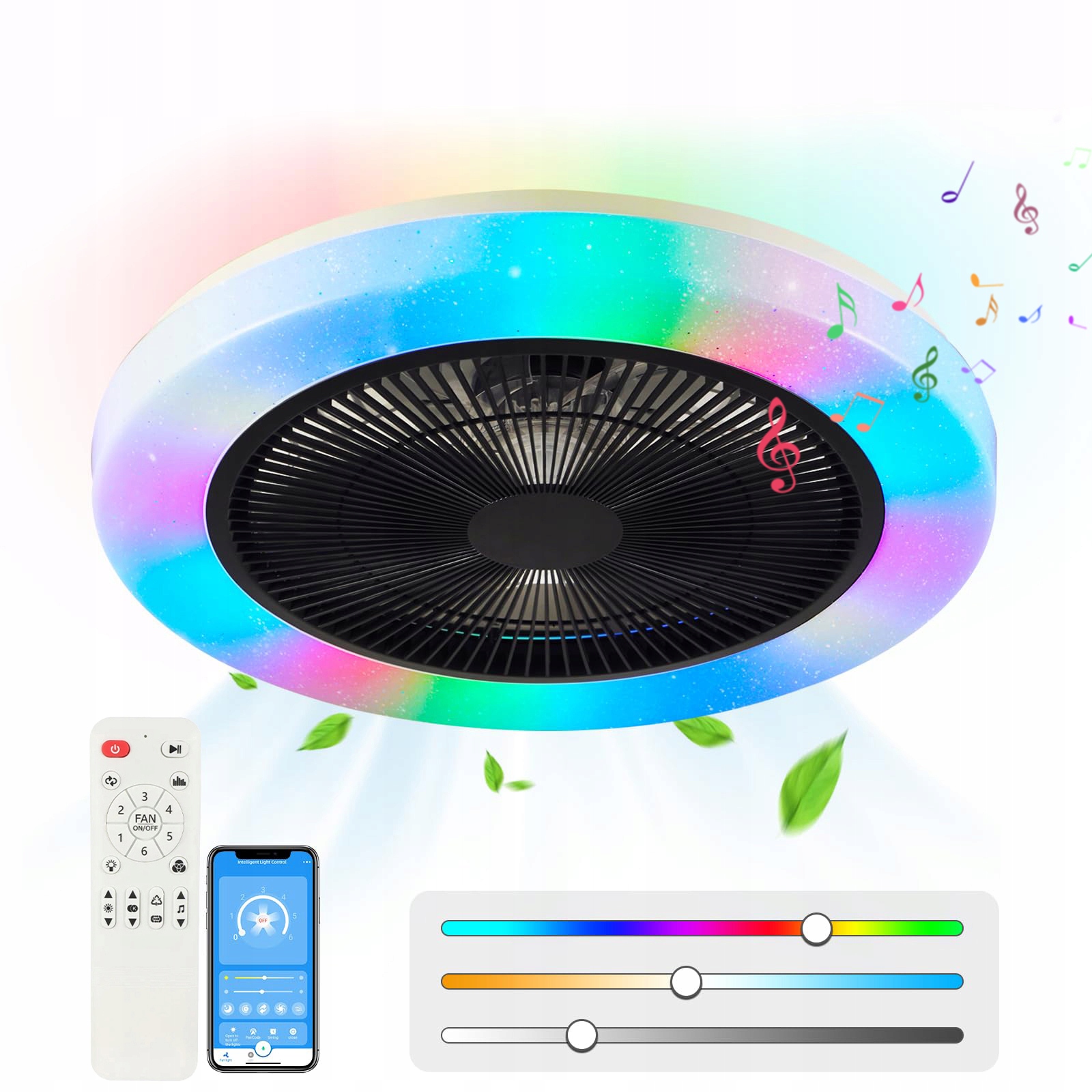 Stropní Svítidlo Led S Ventilátorem App Ovládaný Dálkovým Ovladačem Rgb, Změna Barev