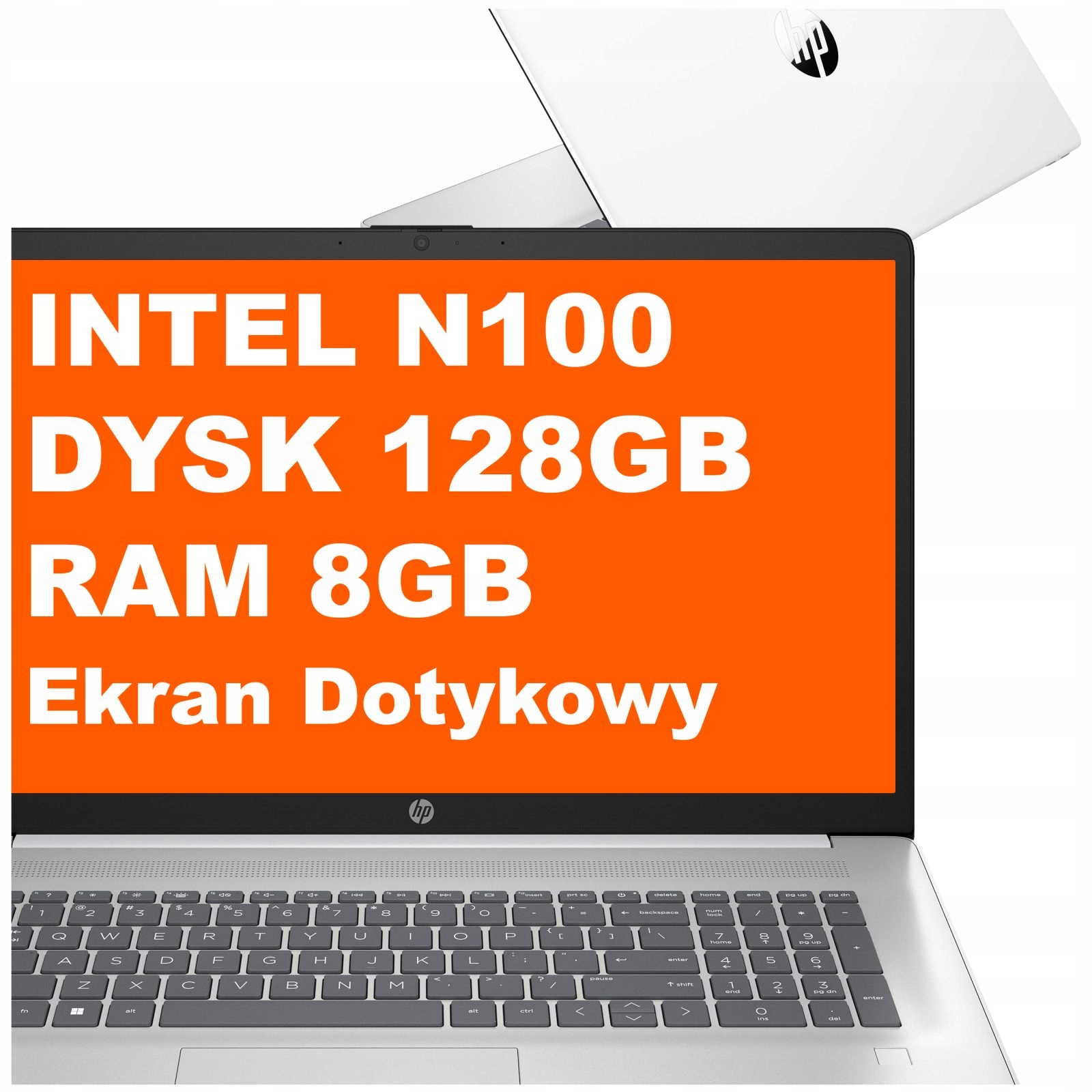 Biały dotykowy Laptop edukacyjny Hp 17 Intel N100 8GB Ufs 128GB Win 11