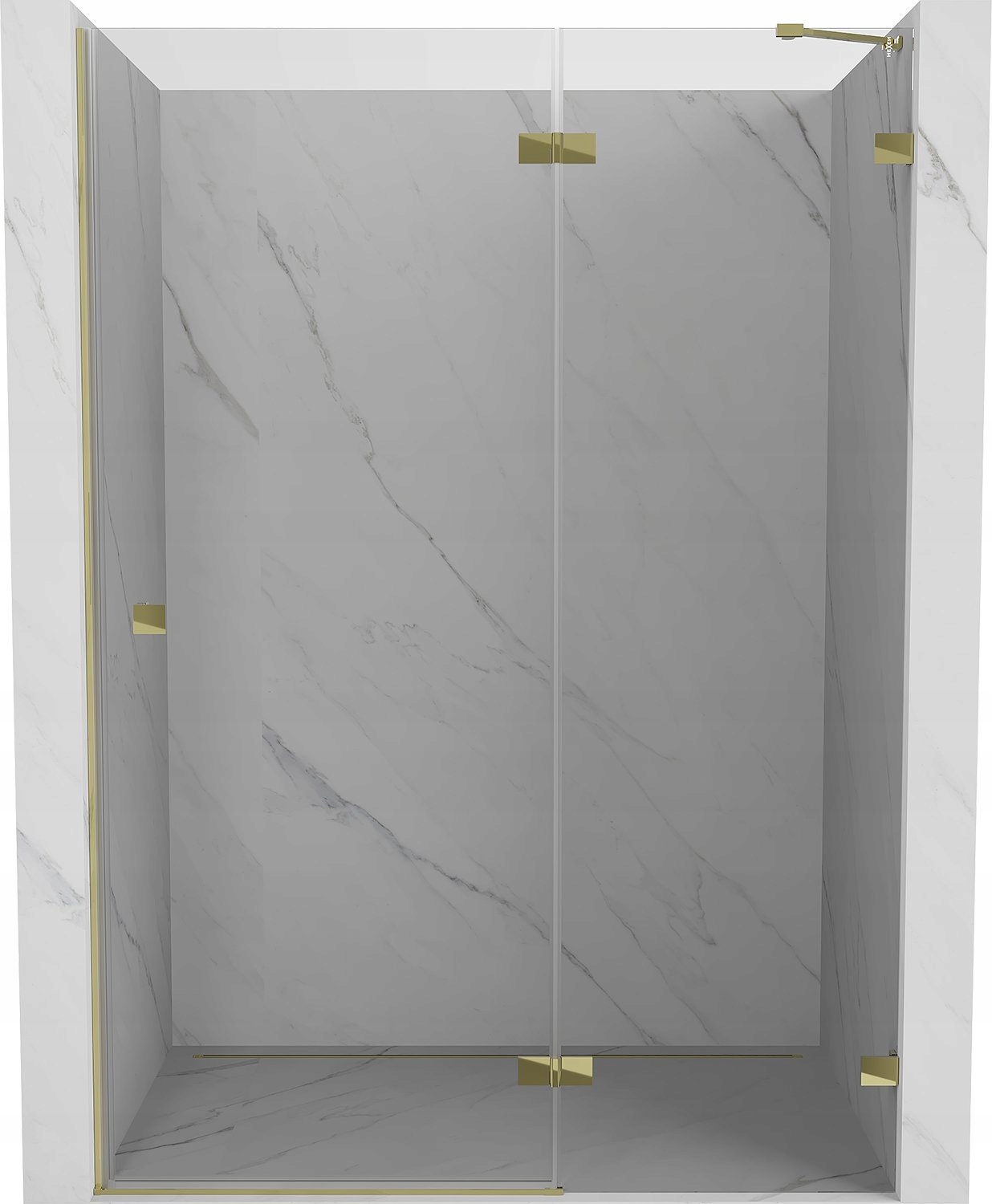 Mexen Lunar Drzwi Prysznicowe Uchylne Prawe 135 CM Transparent Złote