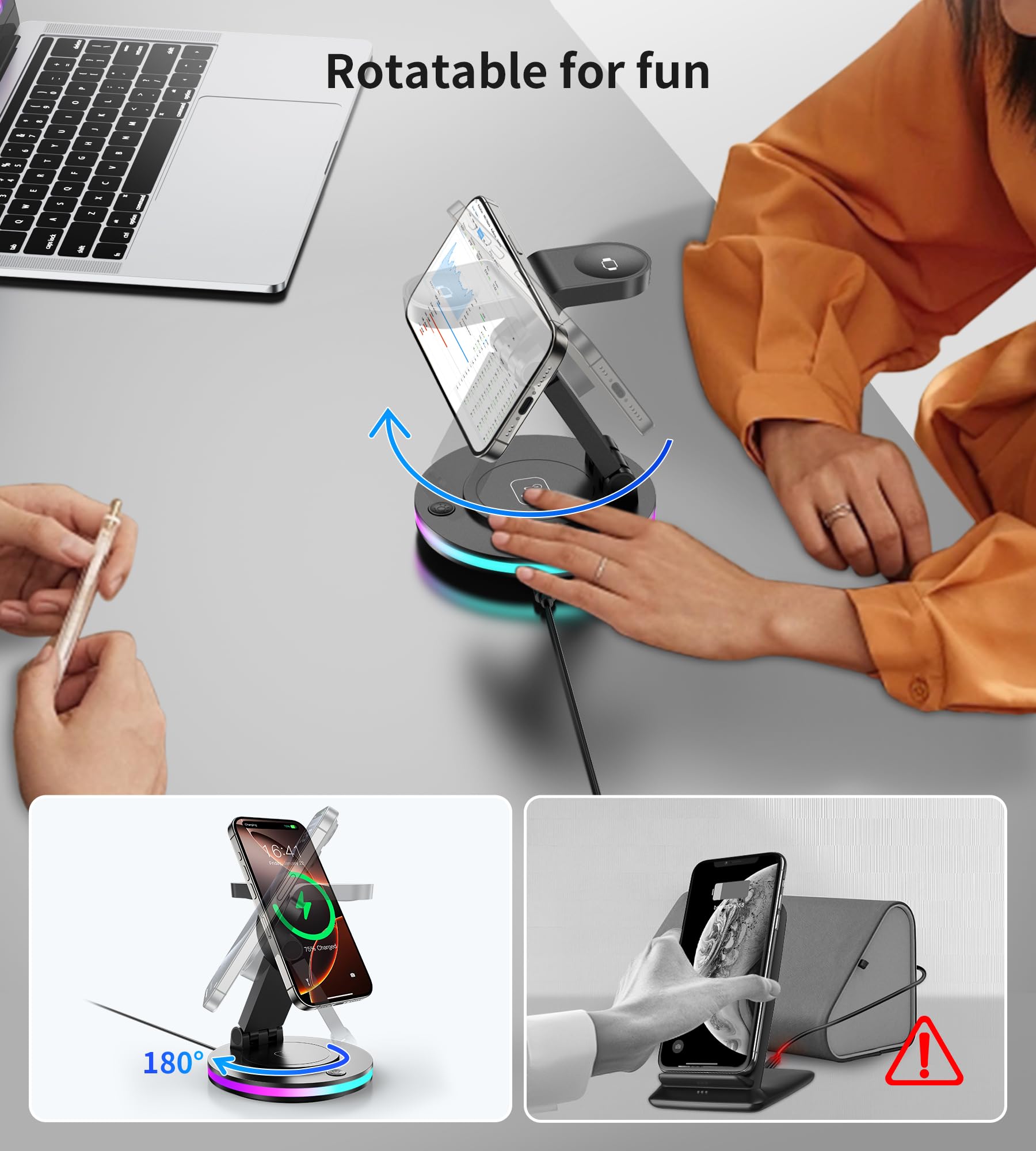 MAG SAFE Stacja Ładowania 3w1 Dla Apple Watch i iPhone — miniatura 8